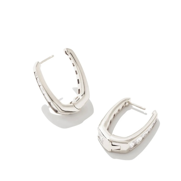 NWT Kendra Scott Parker Hoop Earrings White Crystal - Picture 2 of 9
